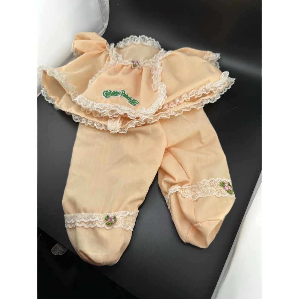 Vtg Cabbage Patch Kids Doll‎ 2Pc Fancy Footed Pajamas Peach 1980s Excellent 1983